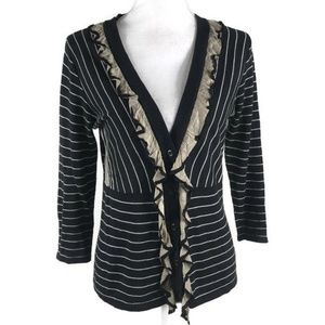 Cabi Size S Cardigan Sweater Striped Black